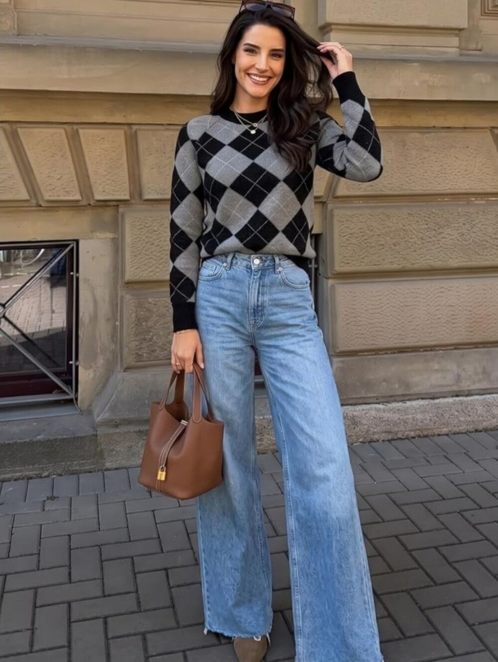Stylish Sweaters Argyle Colorblock Pullover Sweater - Checkered Plaid
